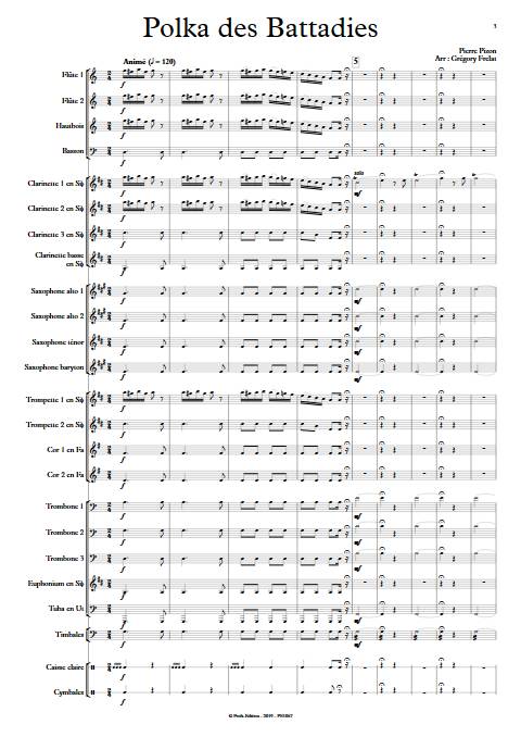Polka des battadies - Orchestre d'Harmonie - PIZON P. - Partition
