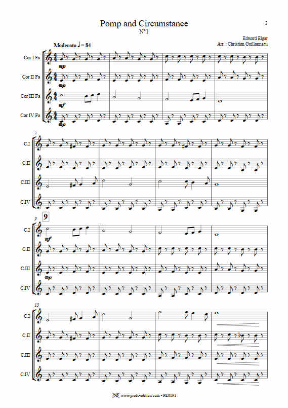Pomp and Circumstance - Quatuor de Cors - ELGAR E. - app.scorescoreTitle