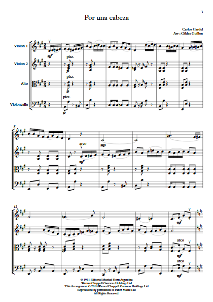 Por Una Cabeza - Quatuor à Cordes - GARDEL C. - Partition