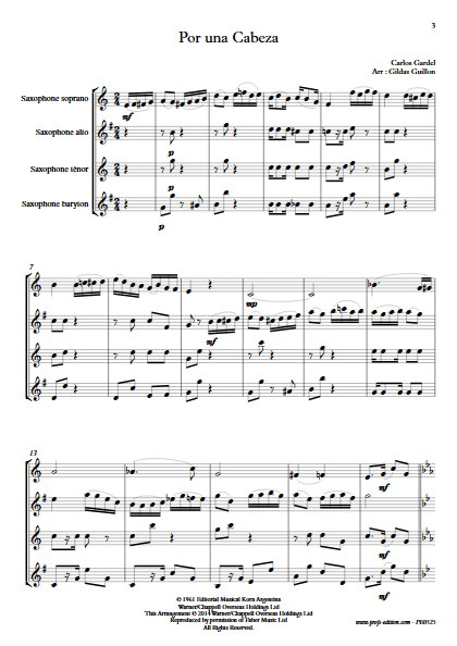 Por Una Cabeza - Quatuor de Saxophones - GARDEL C. - app.scorescoreTitle