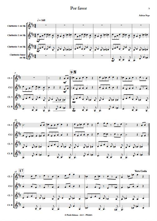 Por Favor - Quatuor de Clarinettes - VEYS A. - Partition