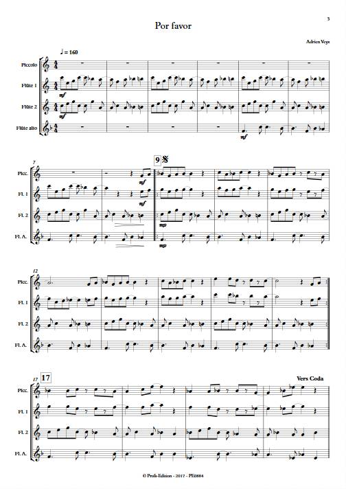 Por Favor - Quatuor de Flûtes - VEYS A. - Partition