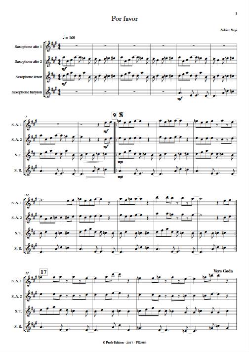 Por Favor - Quatuor de Saxophones - VEYS A. - Partition