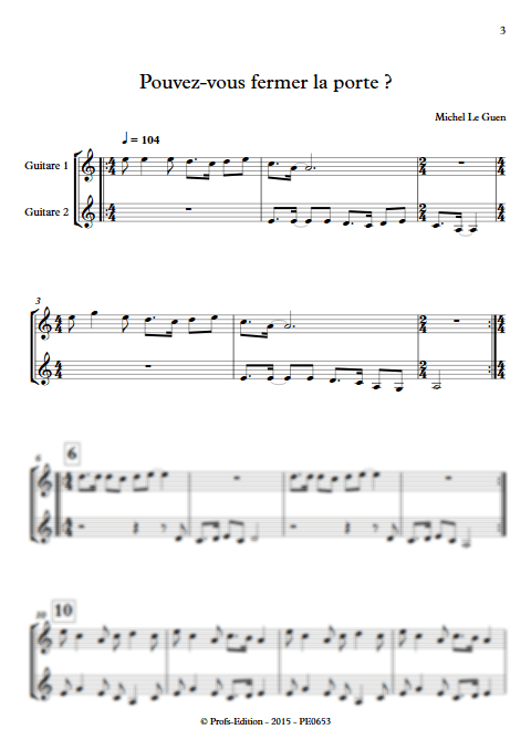 Pouvez vous fermer la porte - Duo de Guitares - LE GUEN M. - app.scorescoreTitle