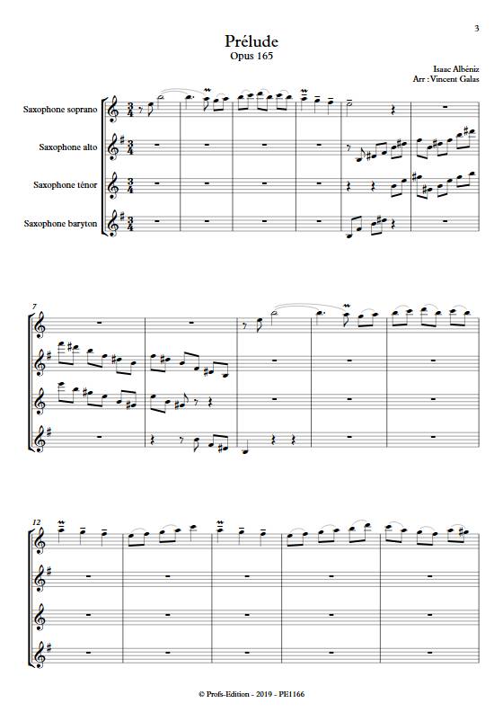 Prélude - Quatuor de Saxophones - ALBENIZ I. - app.scorescoreTitle