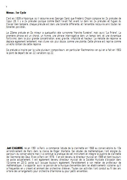Prélude Op. 28 No 20 - Orchestre d'Harmonie - CHOPIN F. - Fiche Pédagogique
