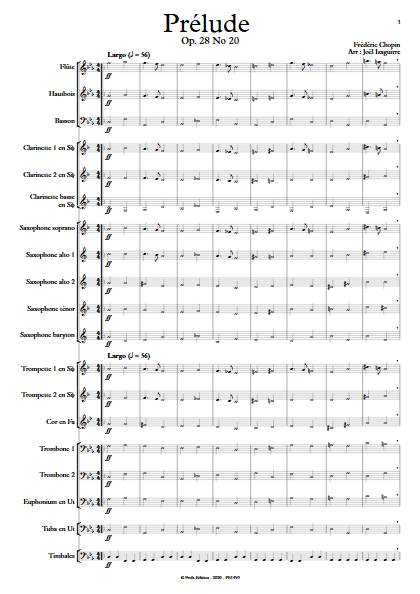 Prélude Op. 28 No 20 - Orchestre d'Harmonie - CHOPIN F. - Partition