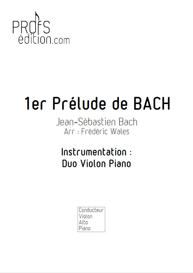 1er Prélude - Violon ou Alto & Piano - BACH J. S. - page de garde