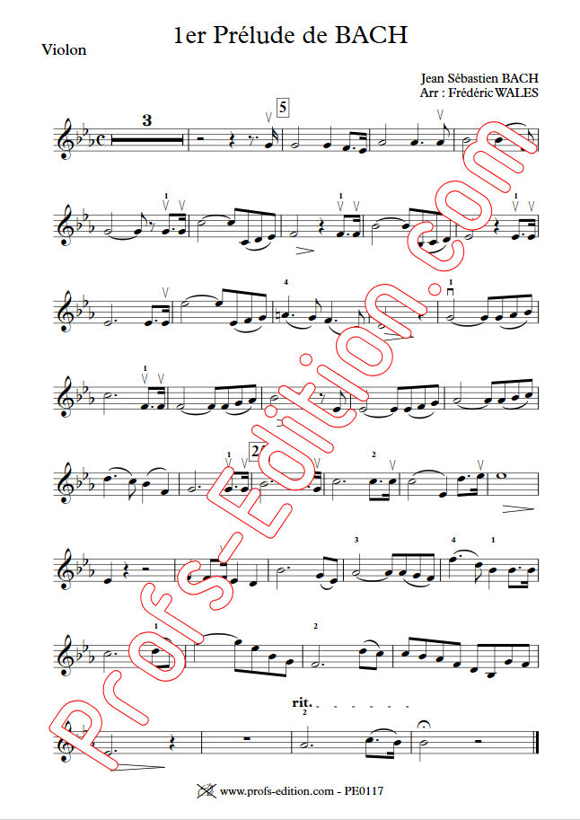 1er Prélude - Violon ou Alto & Piano - BACH J. S. - Partition