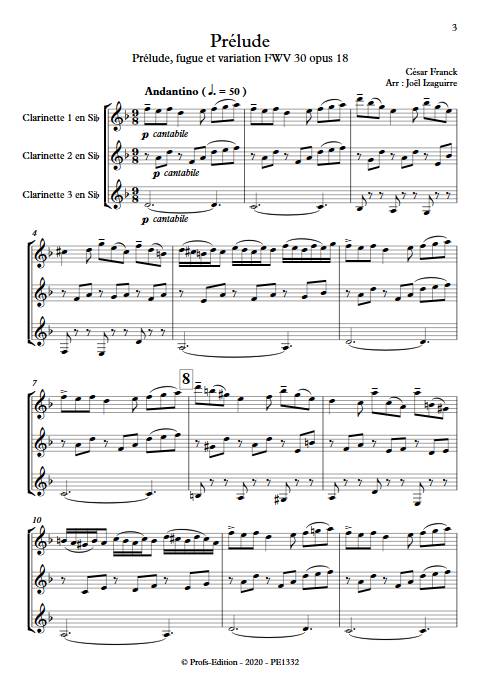 Prélude - Trio de Clarinettes - FRANCK C. - Partition