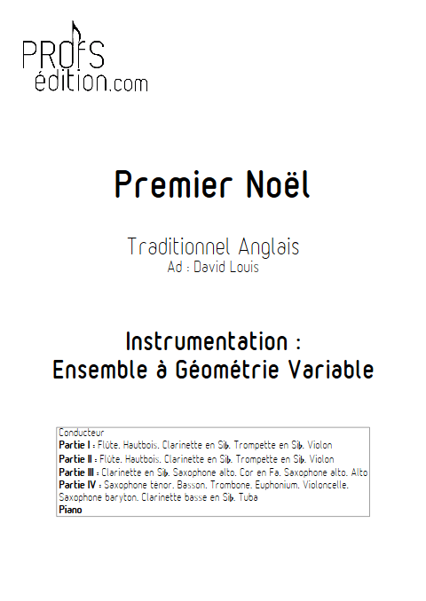 Premier Noël - Ensemble à Géométrie Variable - TRADITIONNEL ANGLAIS - page de garde