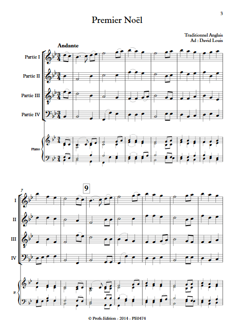 Premier Noël - Ensemble à Géométrie Variable - TRADITIONNEL ANGLAIS - Partition
