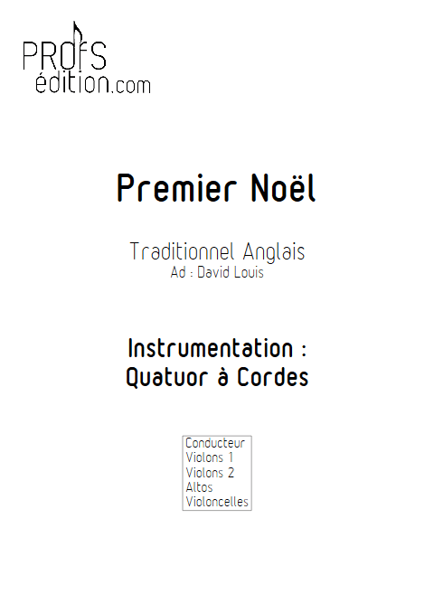 Premier Noël - Quatuor à Cordes- TRADITIONNEL ANGLAIS - page de garde