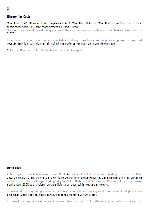 Premier Noël - Quatuor à Cordes- TRADITIONNEL ANGLAIS - Fiche Pédagogique
