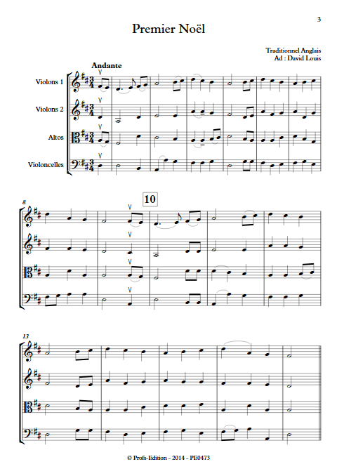 Premier Noël - Quatuor à Cordes- TRADITIONNEL ANGLAIS - app.scorescoreTitle