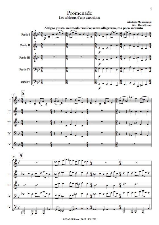 Promenade - Tableau d'une exposition - Ensemble Variable - MOUSSORGSKY M. - Partition