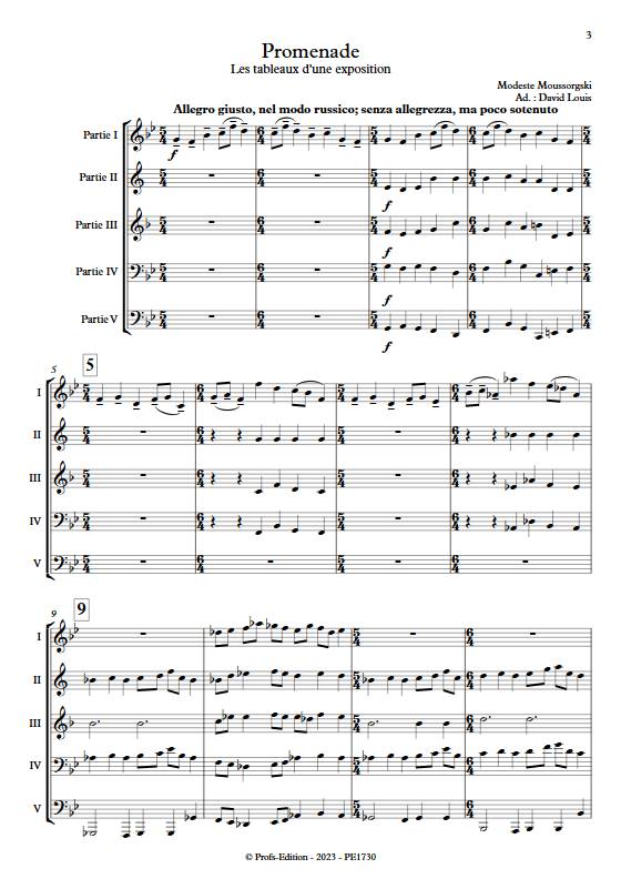 Promenade - Tableau d'une exposition - Ensemble Variable - MOUSSORGSKY M. - app.scorescoreTitle