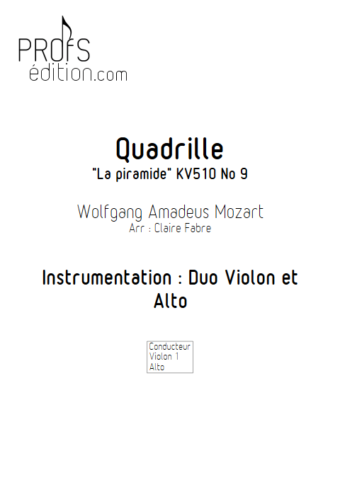 Quadrille - Duo Violon et Alto - MOZART W. - page de garde