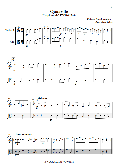 Quadrille - Duo Violon et Alto - MOZART W. - app.scorescoreTitle