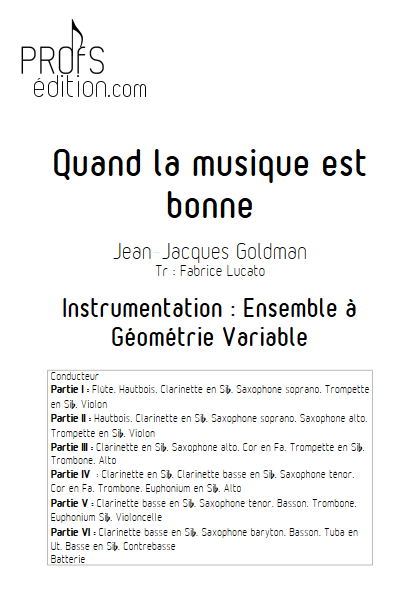 Quand la musique est bonne - Ensemble à Géométrie Variable - GOLDMAN J.J. - page de garde