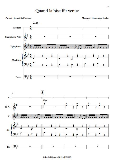 Quand la bise fût venue - Quintette - SOULAT D. - app.scorescoreTitle