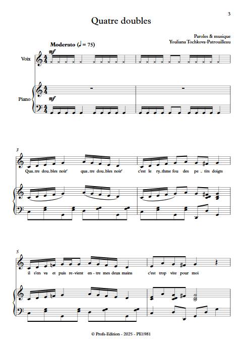 Quatre doubles - Piano Voix - TOCHKOVA-PATROUILLEAU - Partition