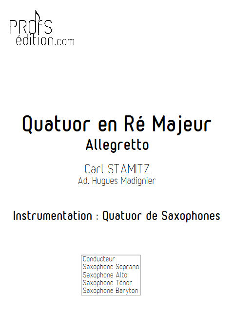 Quatuor en Ré Majeur - Quatuor Saxophones - STAMITZ C. - page de garde