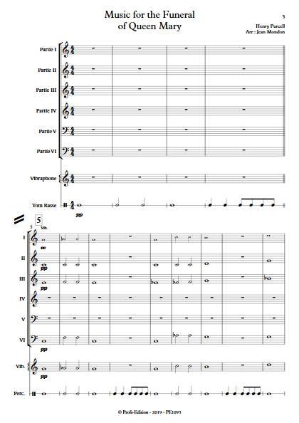 Queen's funeral march - Ensemble Variable - PURCELL H. - Partition