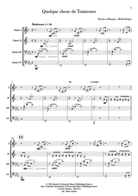 Quelque chose de tennesse - Ensemble Variable - BERGER M. - Partition