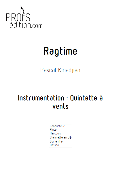 Ragtime - Quintette à vents - KINADJIAN P. - page de garde