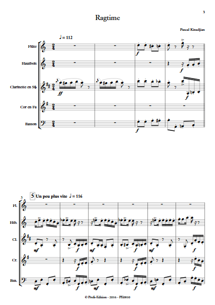 Ragtime - Quintette à vents - KINADJIAN P. - app.scorescoreTitle