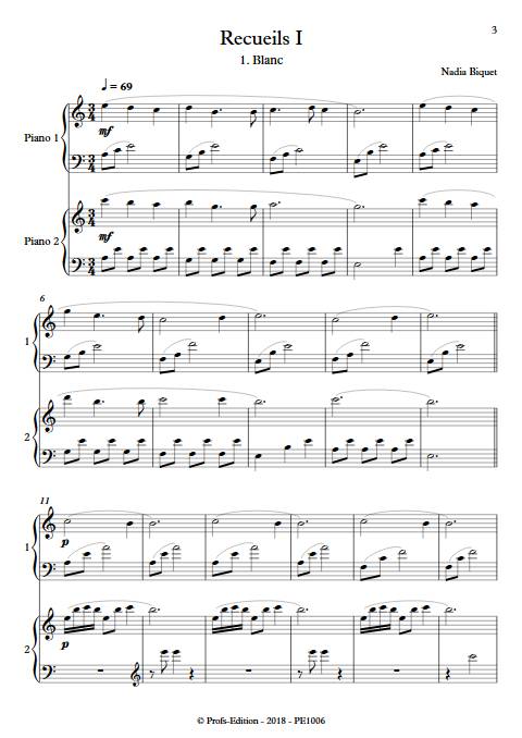 Recueils 1 - Duo de Pianos - BIQUET N. - Partition