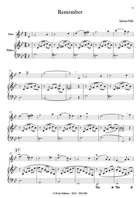 Remember - Flûte & Piano - TALLE S. - Partition