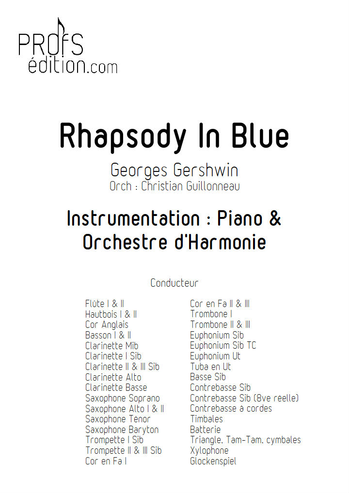 Rhapsody In Blue - Orchestre Harmonie - GERSHWIN G. - page de garde