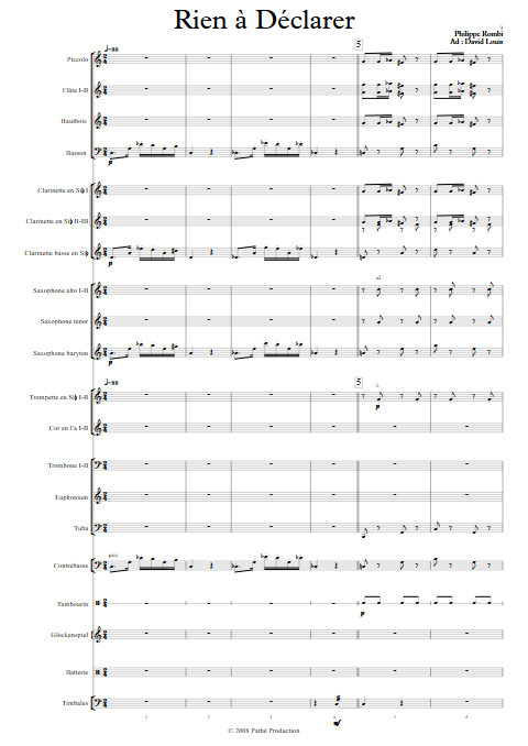 Rien à Déclarer - Orchestre d'Harmonie - ROMBI P. - Partition