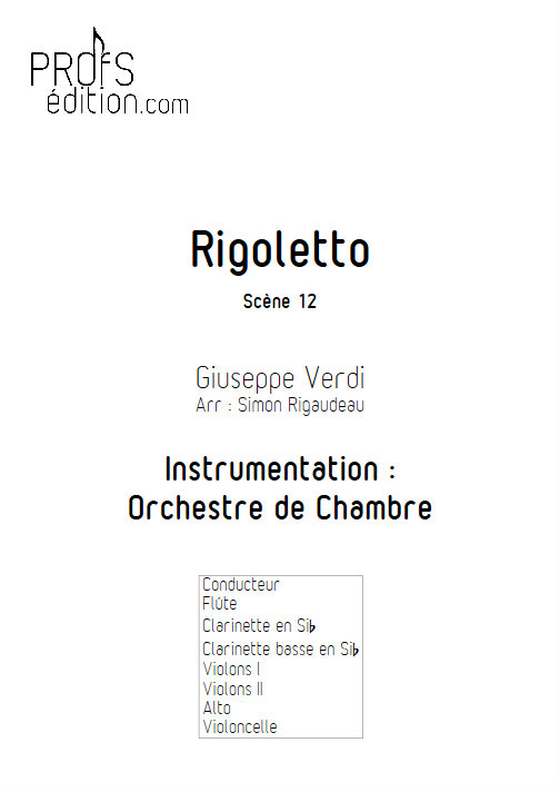 Rigoletto (Scène 12) - Orchestre de Chambre - VERDI G. - page de garde