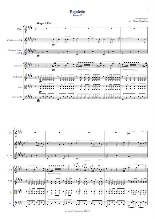 Rigoletto (Scène 12) - Orchestre de Chambre - VERDI G. - Partition