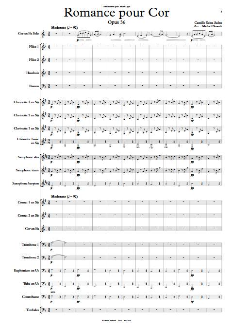 Romance Opus 36 - Cor & Orchestre d'Harmonie - SAINT-SAENS C. - app.scorescoreTitle