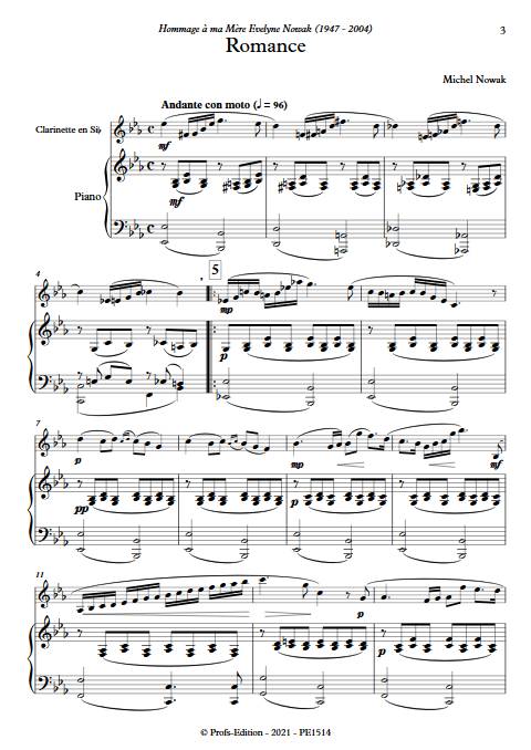 Romance pour clarinette - Clarinette & Piano - NOWAK M. - Partition
