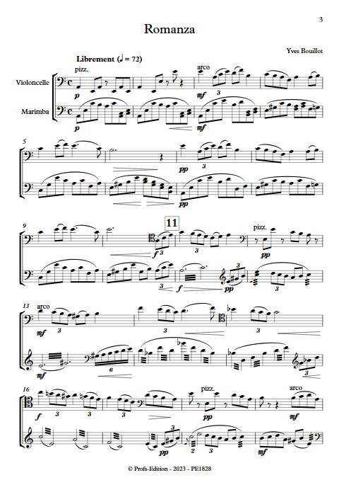 Romanza - Duo Violoncelle Marimba - BOUILLOT Y. - Partition