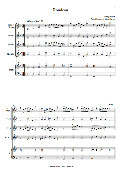 Rondeau - Ensemble de Flûtes - TRADITIONNEL - Partition