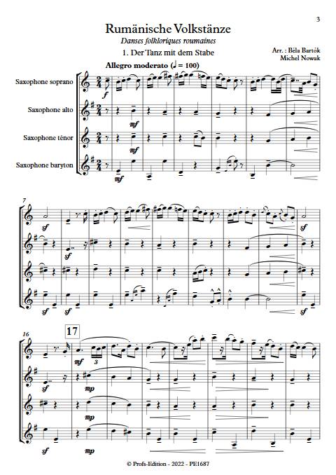 Rumänische Volkstänze - Quatuor de Saxophones - BARTOK B. - app.scorescoreTitle
