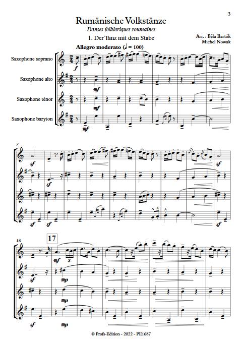 Rumänische Volkstänze - Quatuor de Saxophones - BARTOK B. - Partition