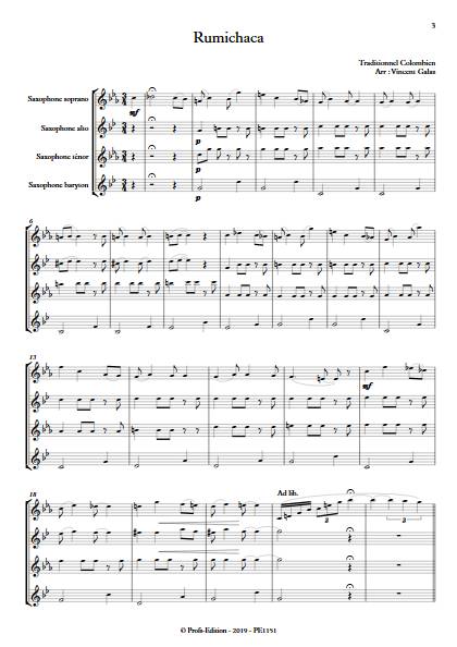 Rumichaca - Quatuor de Saxophones - TRADITIONNEL COLOMBIEN - Partition