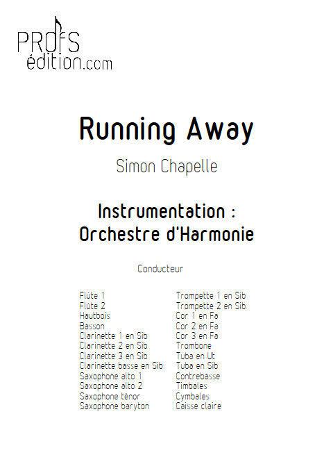 Running Away - Orchestre d'Harmonie - CHAPELLE S. - page de garde