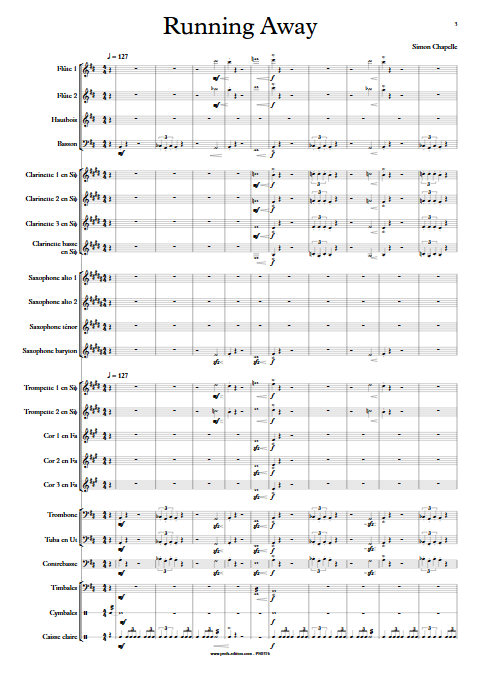 Running Away - Orchestre d'Harmonie - CHAPELLE S. - Partition