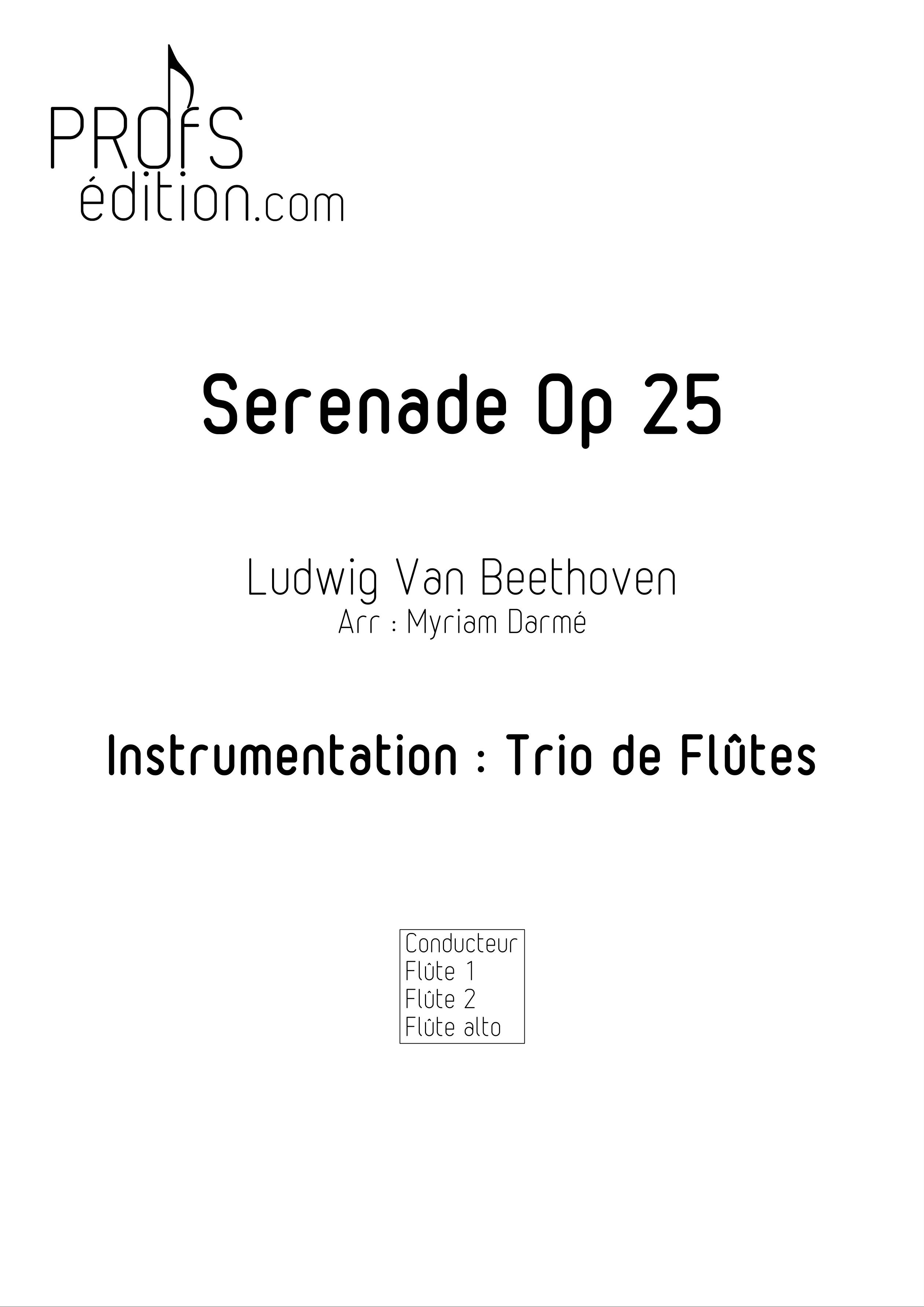 Serenade Op 25 - Trio de Flûtes - BEETHOVEN L. V. - page de garde