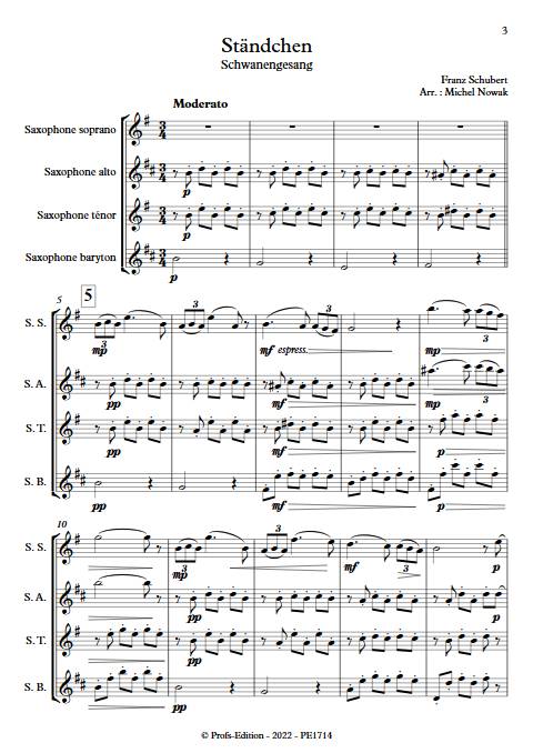 Sérénade - Quatuor de Saxophones - SCHUBERT F. - app.scorescoreTitle