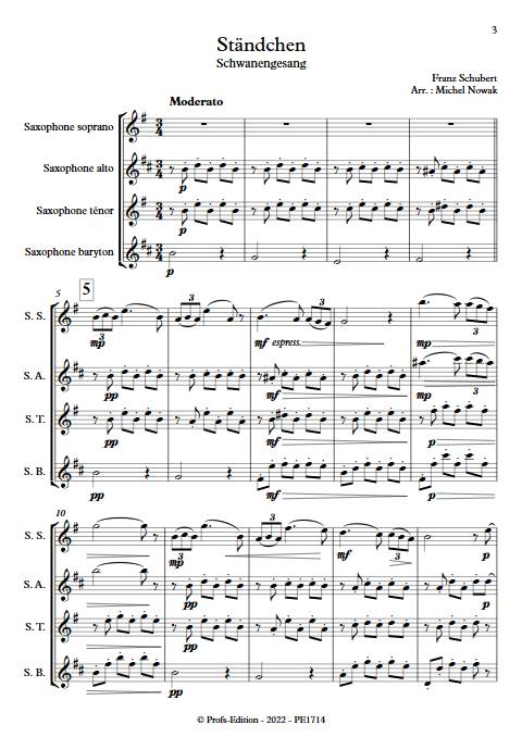 Sérénade - Quatuor de Saxophones - SCHUBERT F. - Partition