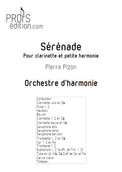 Sérénade pour Clarinette - Clarinette & Orchestre d'Harmonie - PIZON P. - page de garde